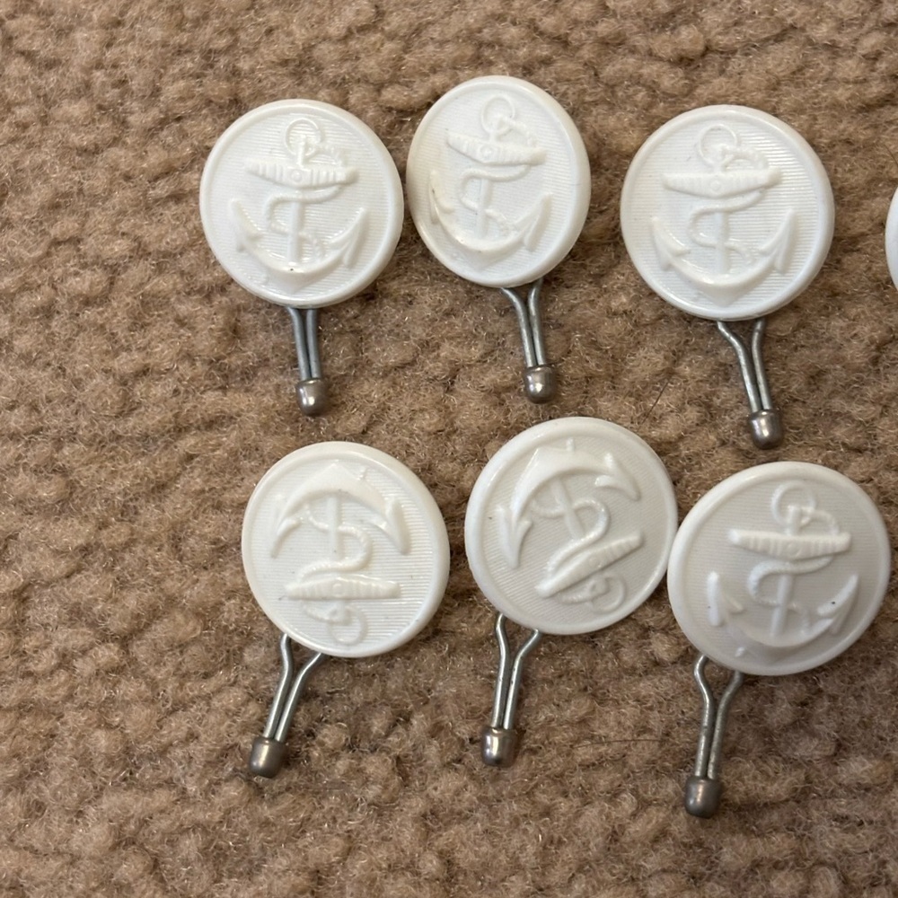 White Vintage Anchor Button With Shank Acrylic Lot Of 14 - Picture 9 of 12